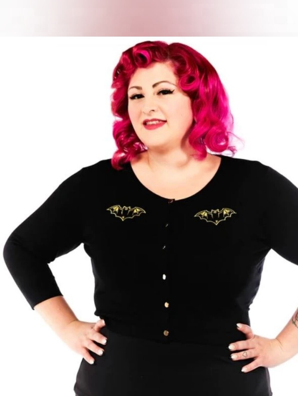 Sourpuss Black & Gold Nokturnal Bats Cropped Cardigan, Size 2X GUC